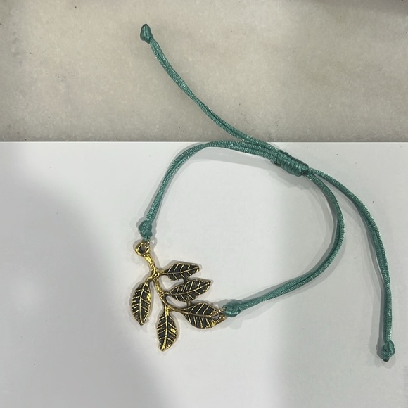 Knotted Bracelet with Golden Leaves - Picture 3 of 5